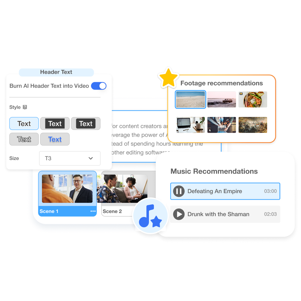 Customize and polish your video using Visla's scene-based editor in the invitation video maker.